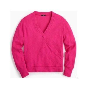 NWT J. Crew Shirt Wrap 2X Pink Crepe Stretch Long Sleeve V-neck NEW